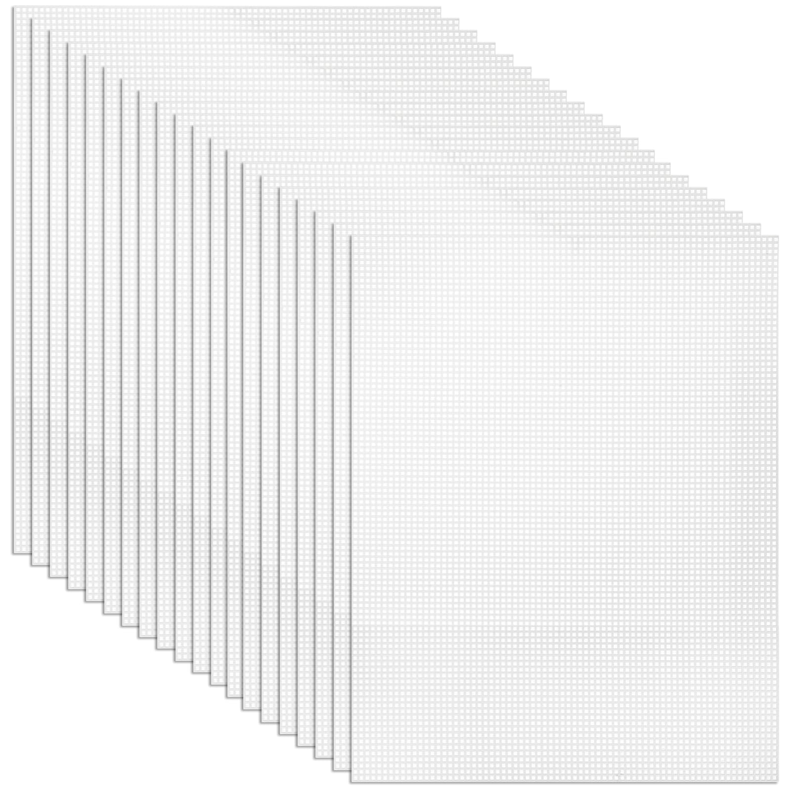 Tosnail 20 Pcs 7 Count Clear Plastic Mesh Canvas Sheets, 10.5x13.5 Inch Plastic Mesh Sheets for Knit and Crochet Projects Embroidery Acrylic Yarn Crafting