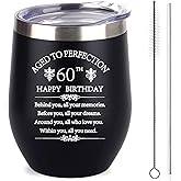 COFOZA Inspiration 60th Birthday Gift for Woman Man Wife Sister Aunt Mother Father 12 Ounce Double Wall Insulted Black Stainless Steel Wine Tumbler with Straw 1966 60 Years Old Birthday Present