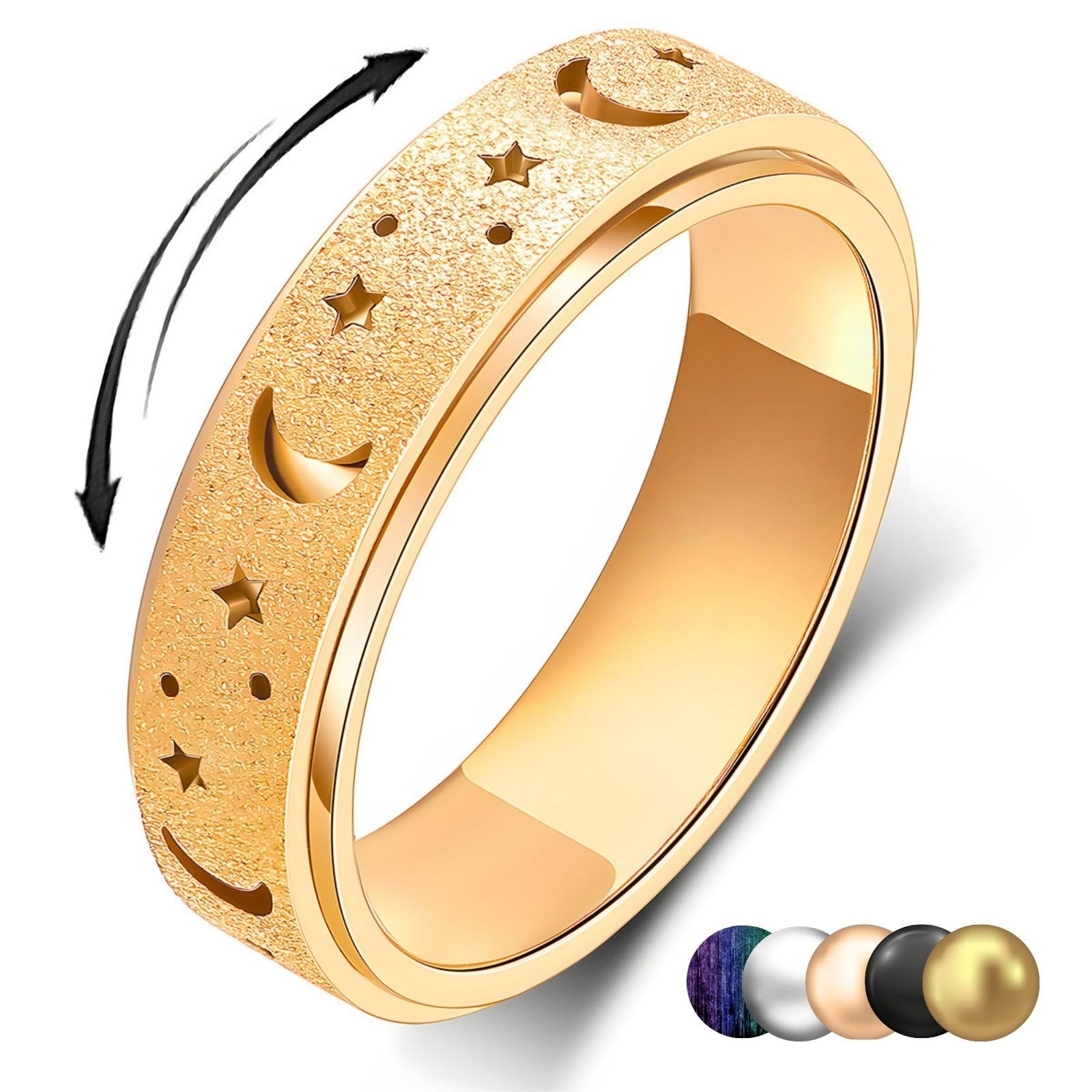 Lunache ✦ルナシェ✦ ストレス解消 フィジェットリング 不安 緩和 癖対策 リラックス ステンレス 指輪 大きいサイズ 親指 対応 Fidget フィジェットトイ 【⚠ ＊サイズは海外表記のため要確認＊ ⚠】G9商品画像