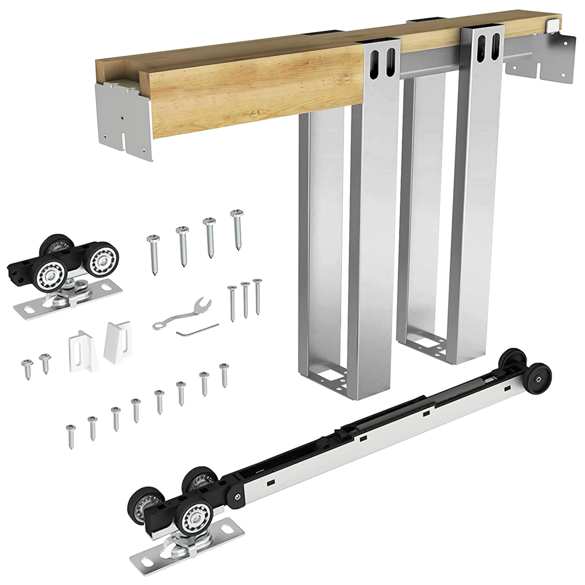 Photo 1 of JUBEST 42"x 96" Pocket Door Frame Kit with 220LBS Soft Close Mechanism and Galvanized Steel Studs, Pocket Door Kit for 2x4 Stud Wall, Suitable for Doors Wide 24"-42", Easy to Install
