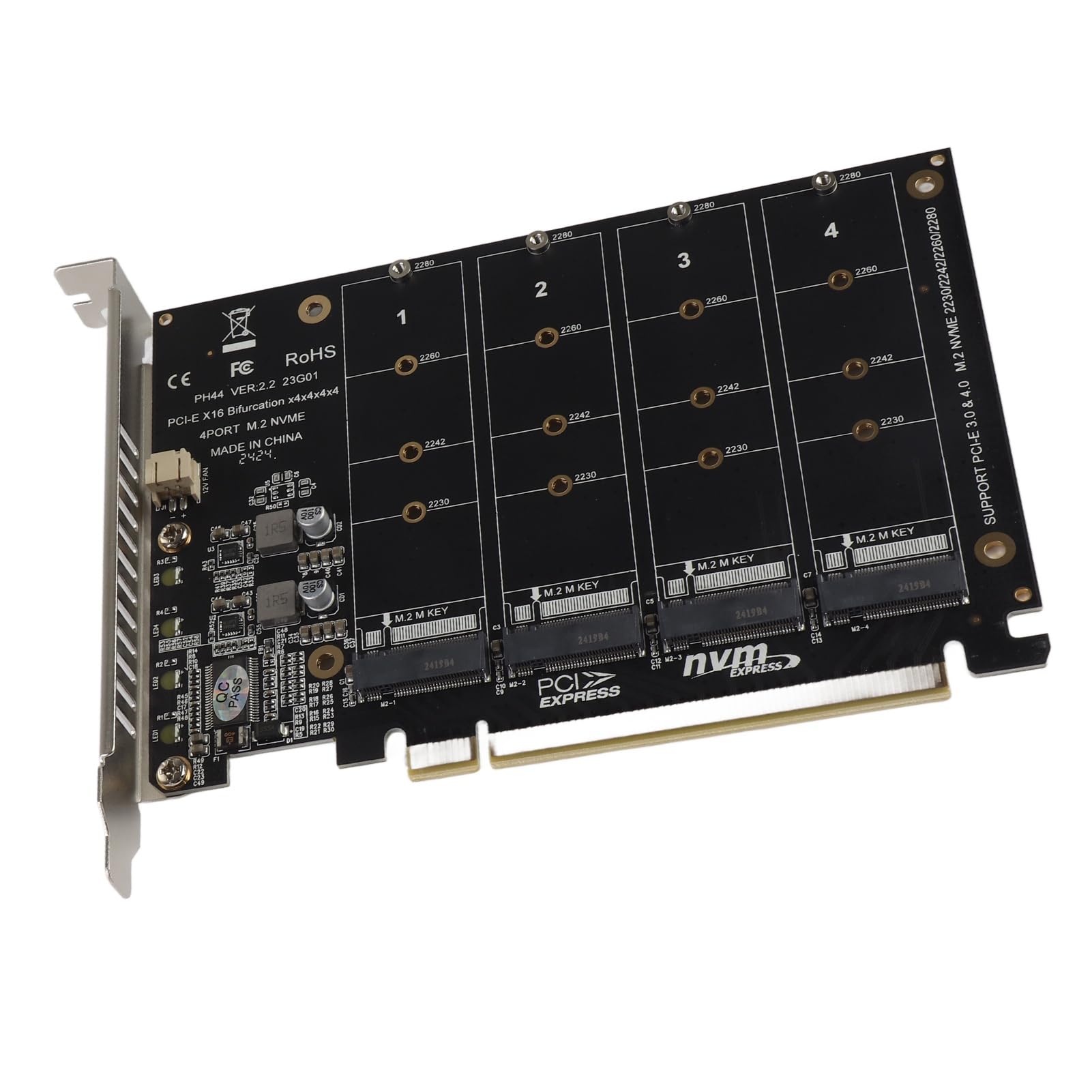 cigemay PCIe To NVMe Riser Card, 4-Bay M.2 M Key Type Ssd To PCIeX16, 4x32Gbps, Linux Compatible, Part Number: cigemayavy6bucxgm3288-11