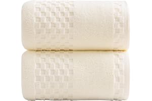 XIQ Bath Sheets 600GSM Combed Cotton Super Soft Luxury Bath Towels Extra Large Shower Towels for Bathroom (Cream, Bath sheets-2PCS)