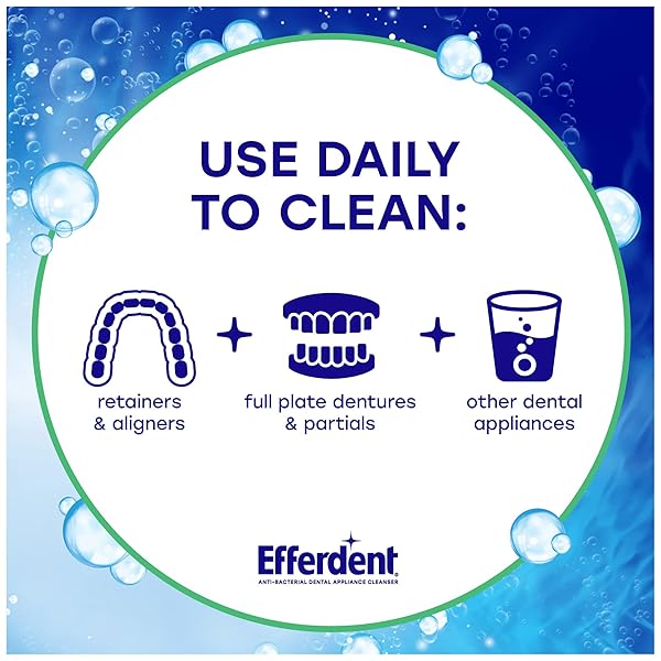 EFFERDENT DENTURE CLEANER MINTY FRESH & CLEAN, RETAINER CLEANING TABLETS FOR ALIGNERS, DENTURES, AND DENTAL APPLIANCES, 90 COUNT