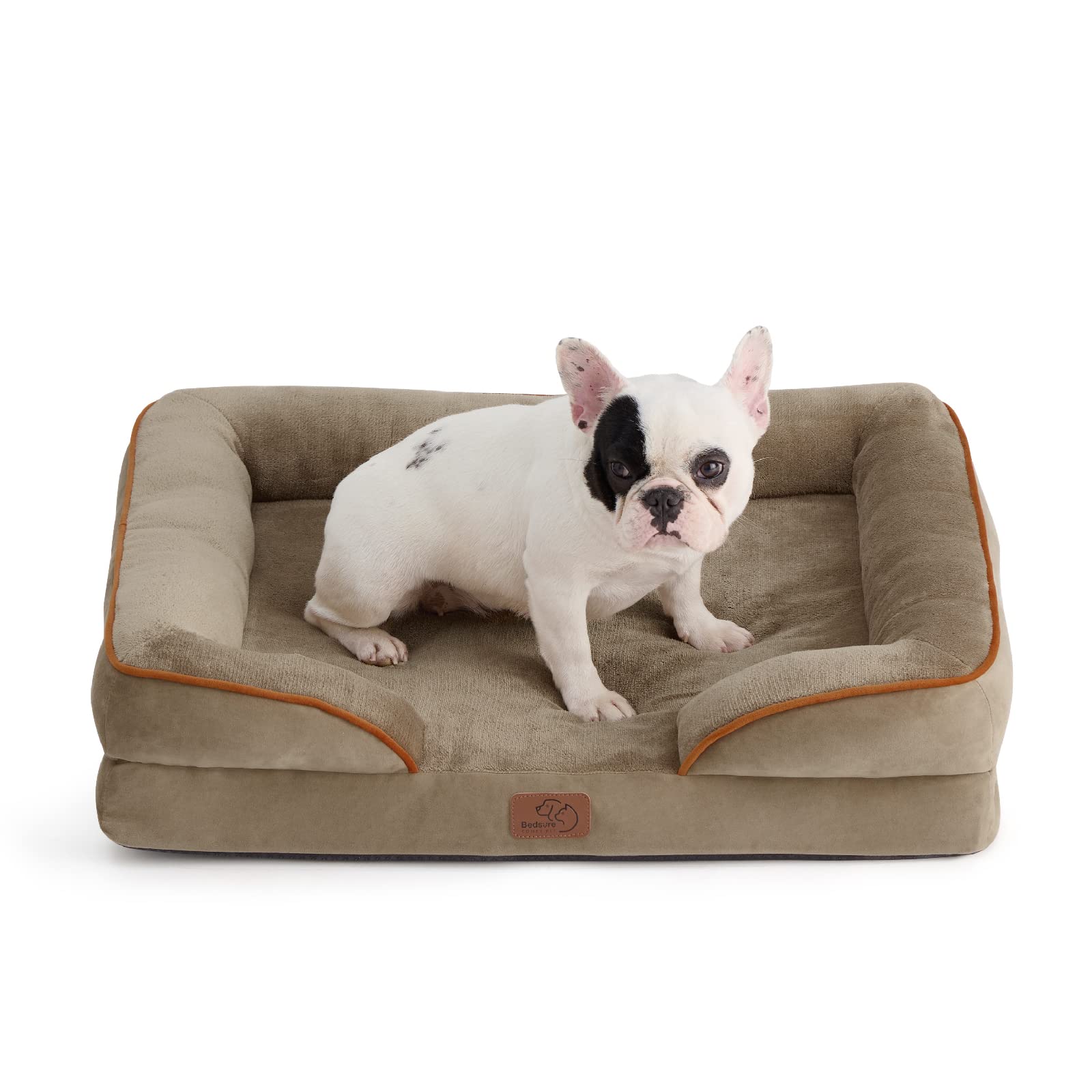 Photo 1 of Bedsure Orthopedic Dog Bed Medium Size Dogs - Washable Medium Dog Cat Bed Waterproof, Comfort Pet Couch Sofa with Washable Removable Cover, Pets Bed with Nonskid Bottom, Hazel, 28"