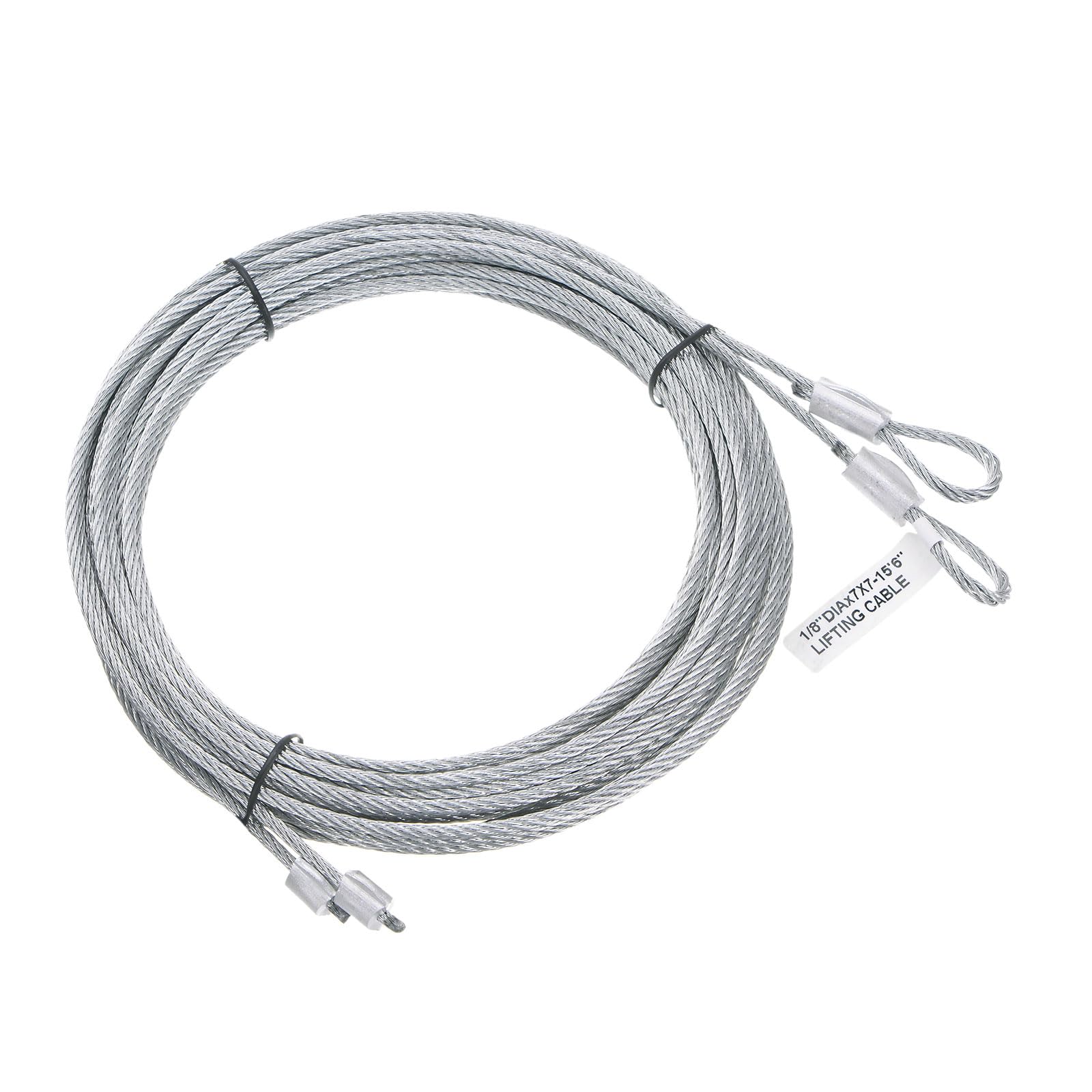 Photo 1 of uxcell 2 Pcs 15.6ft Garage Door Cable 3mm Diameter Torsion Spring Wire Cable for 14ft Garage Door, Galvanized Steel