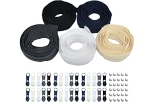 13.6 Yards Nylon Coil Zippers by The Yard, 3mm Zipper Tapes Replacement Sewing Zippers with 30Pcs Zipper Sliders Zipper Heads