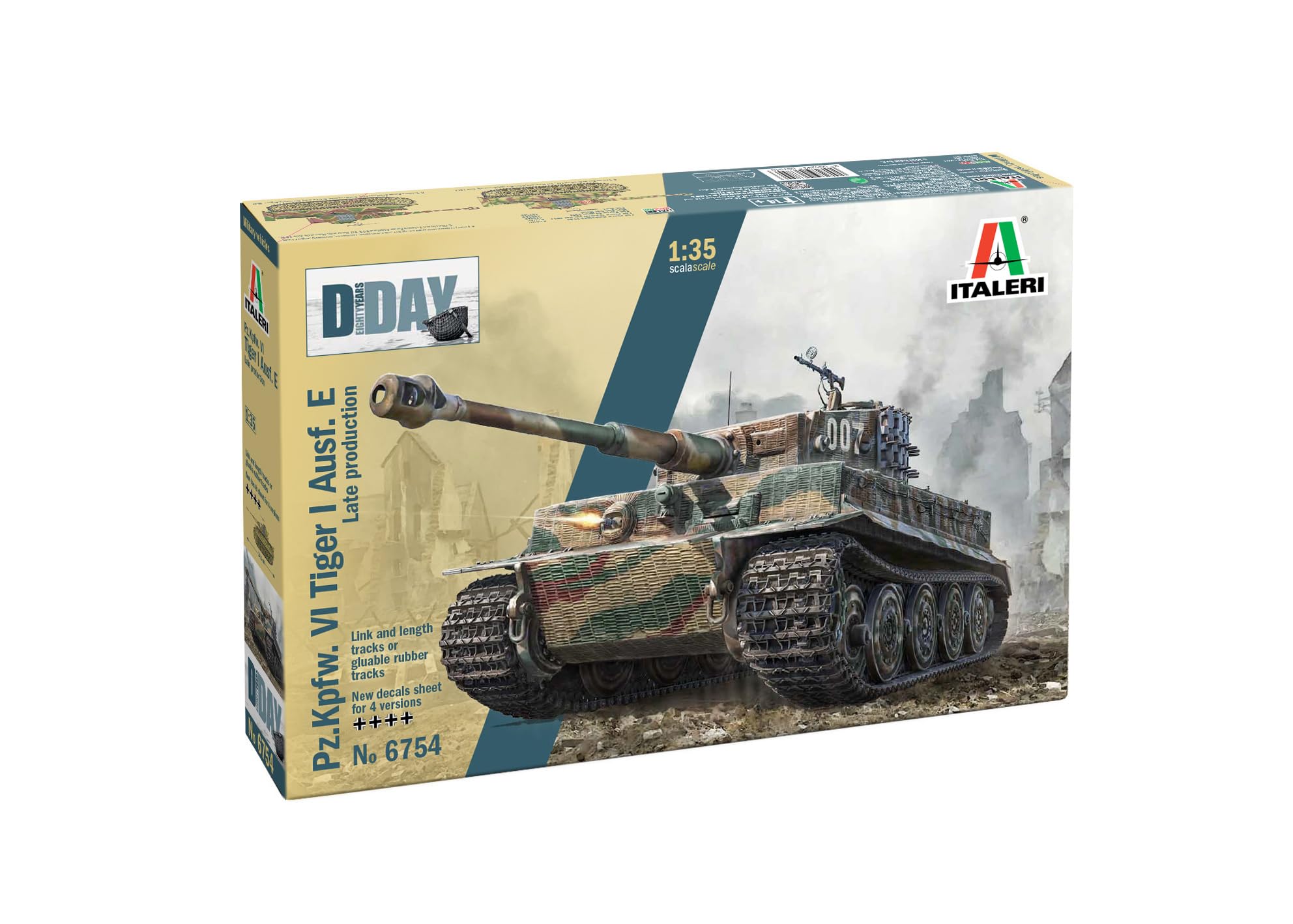 Italeri ITA6754 Tiger I AUSF. E sp Prod Scale Model kit, Unpainted, 1:35