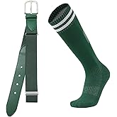 AWAYTR Youth Baseball Socks and Belt - Kids Softball Belts and Socks Combo for Youth Boys Girls