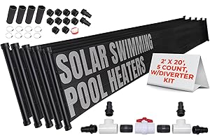 SunQuest - 5 Panels (2ft x 20ft) Solar Water Heater for Above Ground & Inground Pools - Polypropylene UV Resistant Collectors