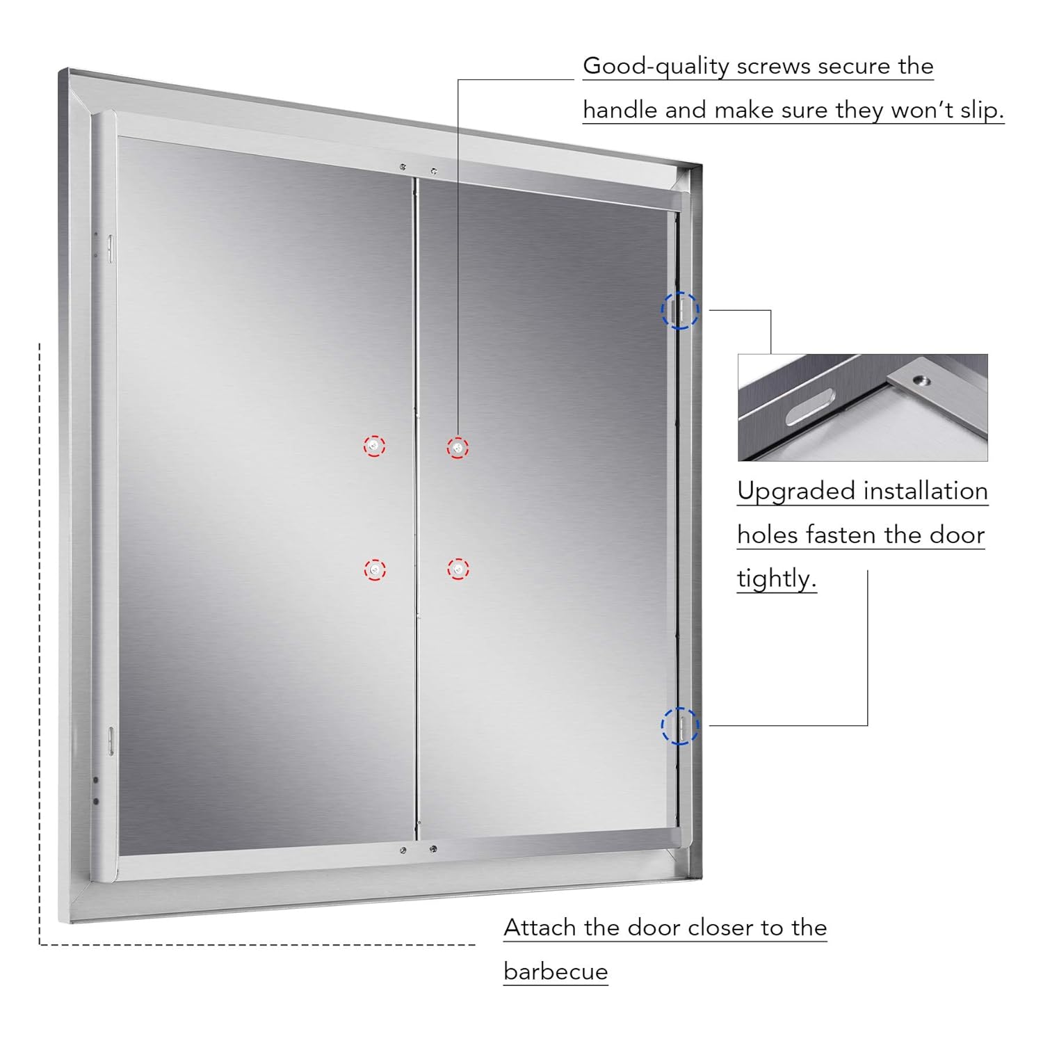 Barbeque Grill Co Z Upgraded Outdoor Kitchen Doors Grilling Station Outside Cabinet Commercial Bbq Island 30 5w X 21h 304 Stainless Steel Double Bbq Access Doors For Outdoor Kitchen Built In Grills Outdoor Cooking