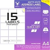 iSOUL 15 Labels Per A4 Sheet 50 Sheets 750 Labels Matte Self-Adhesive 59x51mm