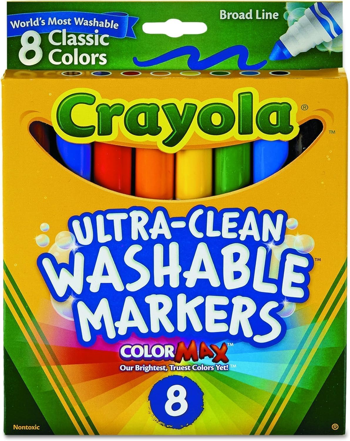 Crayola Ultra-Clean Washable Markers, Broad Line, 8 Count