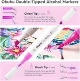 Ohuhu 48 Colour Alcohol Markers Dual Tip Brush & Chisel Set view 2