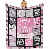 Rimasol Bible Blanket Religious Gifts for Women I Am A Child of God 50X60 Throw Blanket Christmas Faith Gifts for Christian Women Jesus Gifts for Woman Bible Verse Throw and Blanket for Godmother