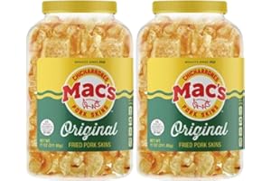 GENERIC Mac's Original Fried Pork Skins 11 Oz Barrel, Perfect Snack, Gluten Free with Zero Trans Fat, (2 Pack)