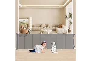 34X120” Extra Wide Safety Retractable Baby Gate, Extra Wide Safety Kids or Pets Gate, 34” Tall, Extends to 100” Extra Wide, B