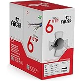 AiCat Cat6 Ethernet Cable 1000ft - 23 AWG, CMR, Insulated Solid Bare Copper Wire Internet Cable with Noise Reducing Cross Sep