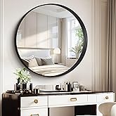 CIVENO Black Round Mirror 36 inch Deep Frame Circle Mirror, Metal Framed Bathroom Mirror, Round Vanity Mirror, Circle Mirrors for Wall Entryway Bedroom Living Room Hallway