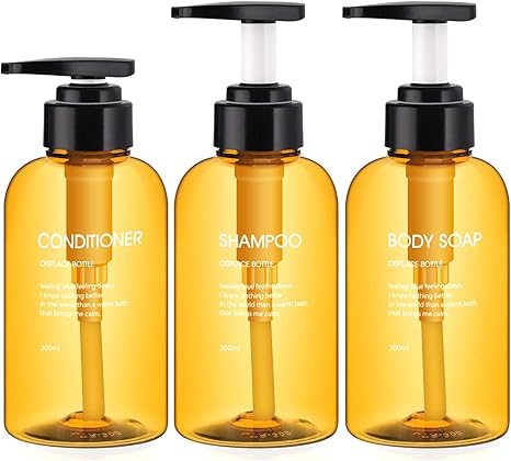 Amazon Segbeauty 詰替用ディスペンサー 3本セット 洗剤シャンプーボトル 高級感 ブラウン 300ml ソープ シャンプー用 ディスペンサー ホーム キッチン オンライン通販