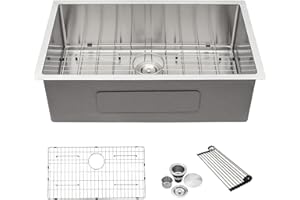 33 Kitchen Sink Undermount - Lofeyo 33 x 19 Stainless Kitchen Sink Undermount Single Bowl 16 Gauge Round Corner Single Bowl Under Counter Kitchen Sink Basin