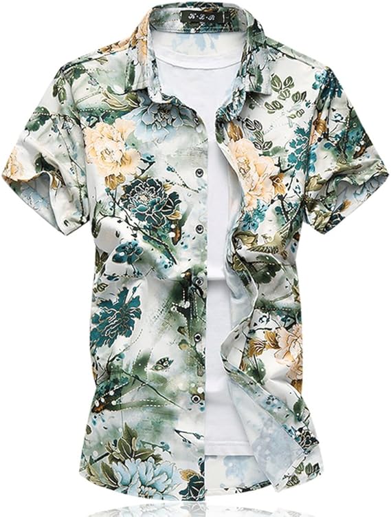 Amazon Tシャツ 花柄 カジュアルシャツ メンズ Tシャツ カットソ ー 半袖 ジャガード カジュアル アロハシャツ リゾート半袖シャツ スリム きれいめ 大きいサイズ Tシャツ カットソー 通販