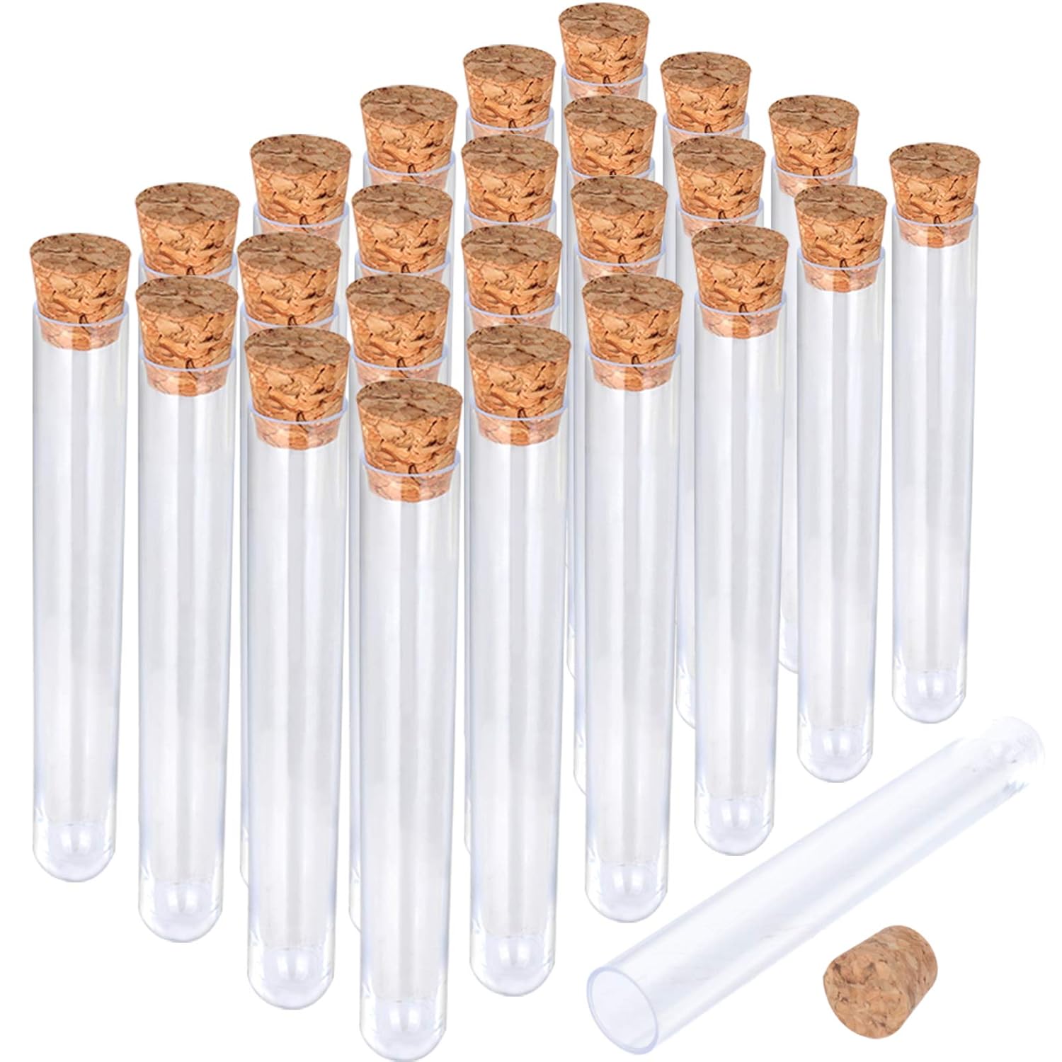 Hnyyzl 25pcs Clear Plastic Test Tubes With Cork Stoppers 15x100mm 10ml Good Seal For Jewelry Seed Beads Powder Spice Liquid Storage Lab Use Or Decoration Amazon Com Industrial Scientific