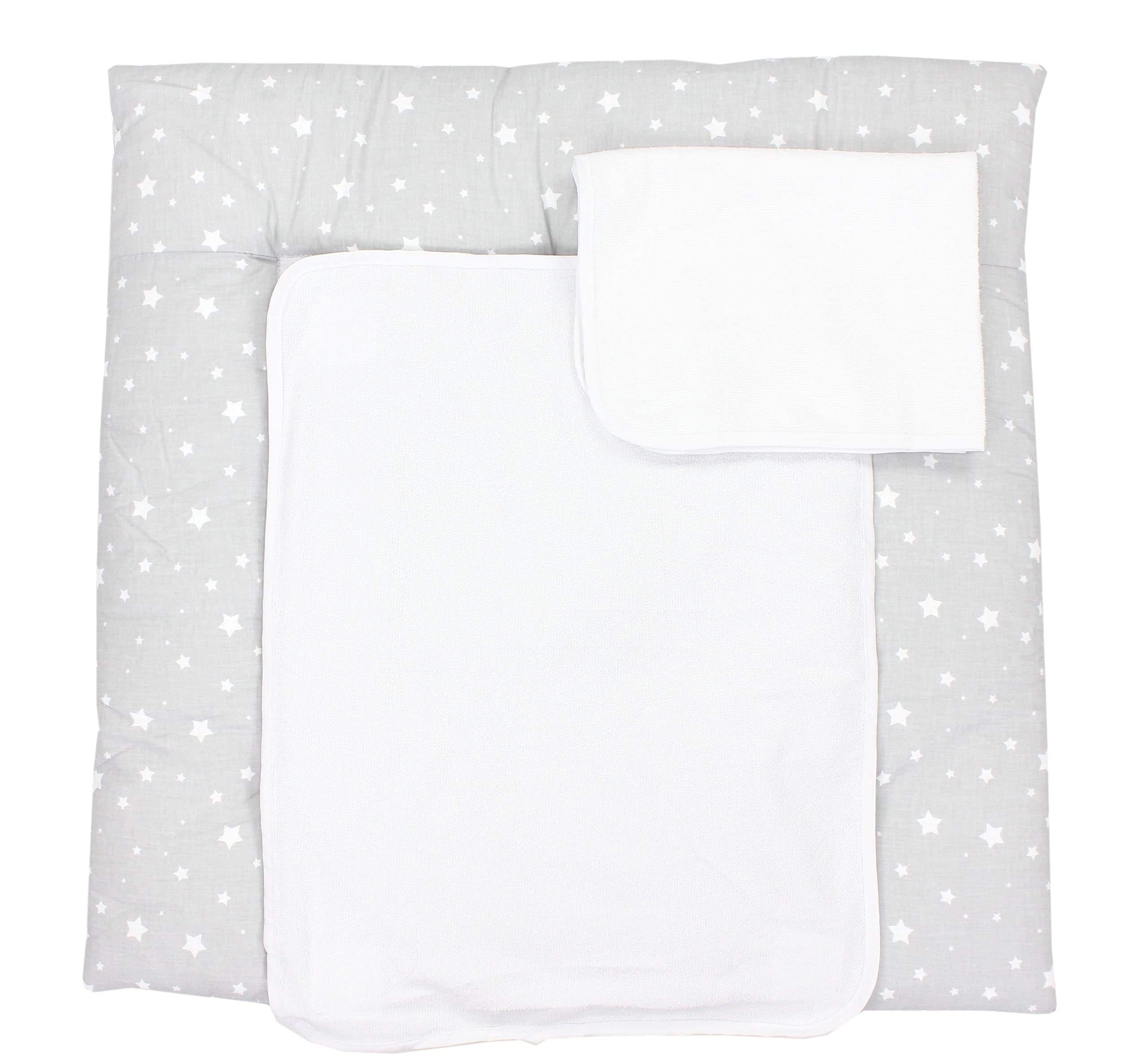 TupTam Baby Changing Mat with 2 Removable Terry Cloths, Stars Gray 2, 75 x 85 cm โ image 1
