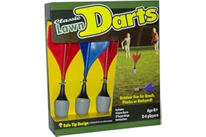Maranda Classic Lawn Darts - Outdoor Toss Game - 2 Red, 2 Blue Darts, 2 Targets - Age 8+