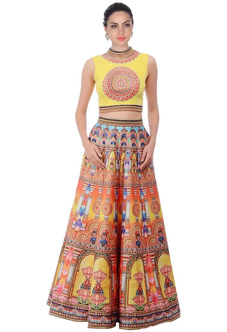 zeel clothing women's silk lehenga choli (zcfp009, yellow, free size)