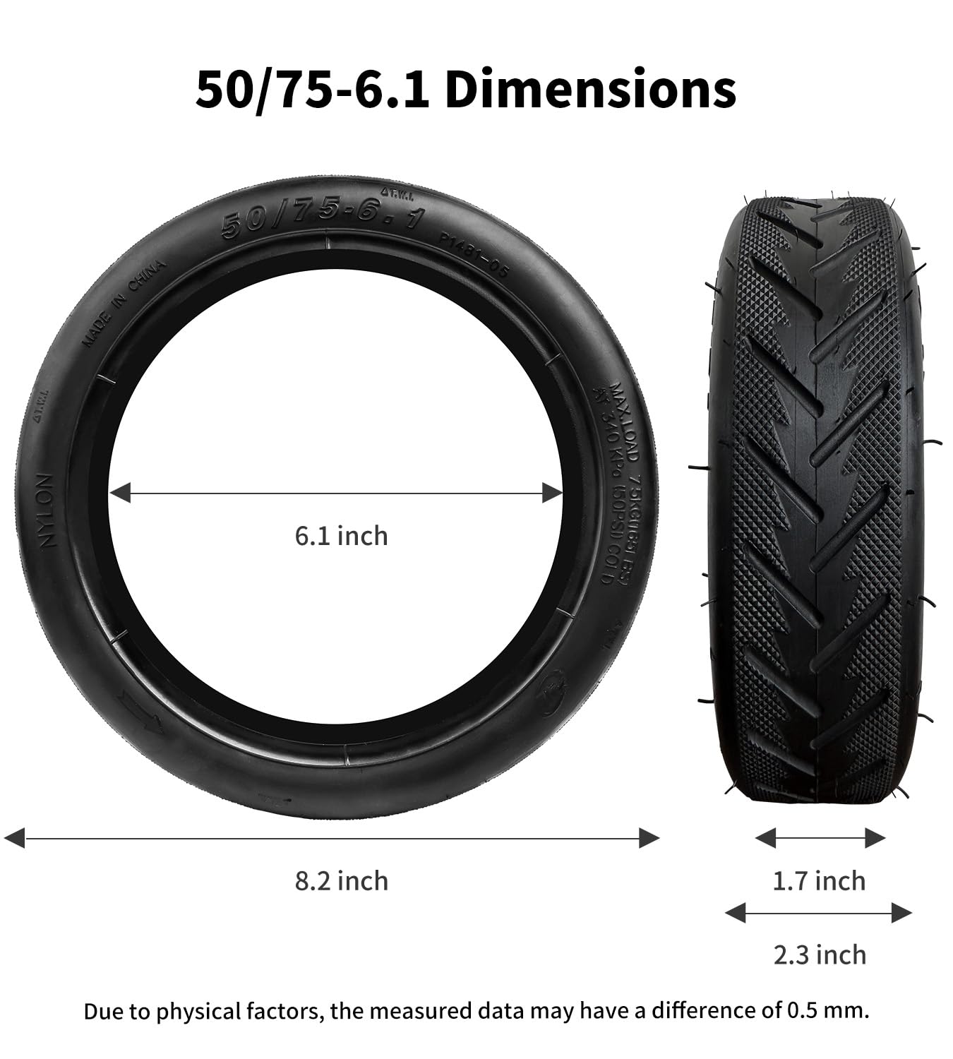 Mcglsen 50/75-6.1 Scooter Tire Replacement 8.5 Inch Tire Tube for Gotrax gxl v2/Xiaomi /M365 Etc Electric Scooter,8.5x2 Pneumatic Tyre Inner Tube Replacement Wheels (1Set)
