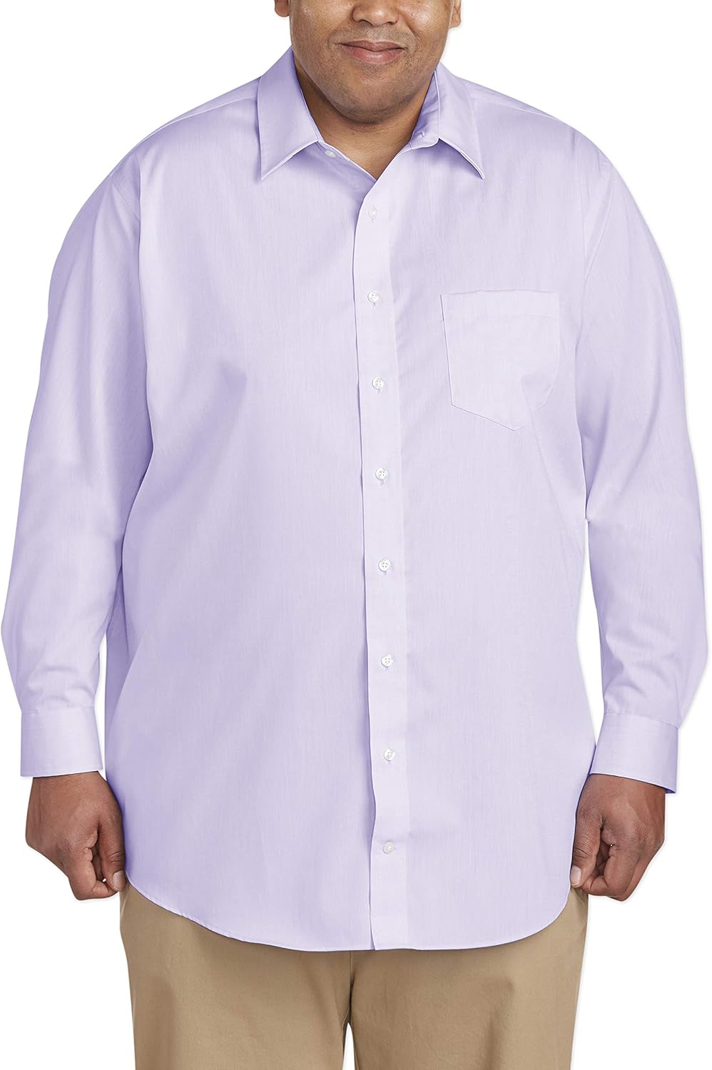  Essentials Men's Big & Tall Wrinkle-Resistant Long-Sleeve Solid Dress Shirt fit by DXL: Clothing
