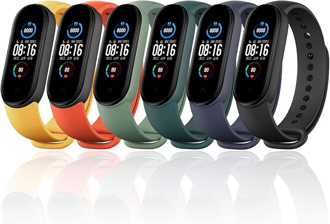 Monuary 6 Piezas Correas para Xiaomi Mi Band 5 / Amazfit Band 5 Pulsera, Silicona Reloj de Recambio Brazalete Coloridos Correa para Xiaomi Mi Smart ...