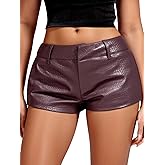 winkbay Women's Leather Micro Shorts Y2k Low Rise Party Club Shorts Night Out Outfit
