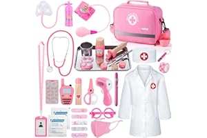Sundaymot Doctor Kit for Girls, 34 Pcs Doctor kit for Toddlers 3-5 with Medical Storage Bag & Real Stethoscope Pretend Play Doctor Set, Doctor Play Gift for Kids Toddlers Role Play