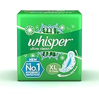 Whisper Ultra Clean Sanitary Pads for Women, XL 15 Napkins