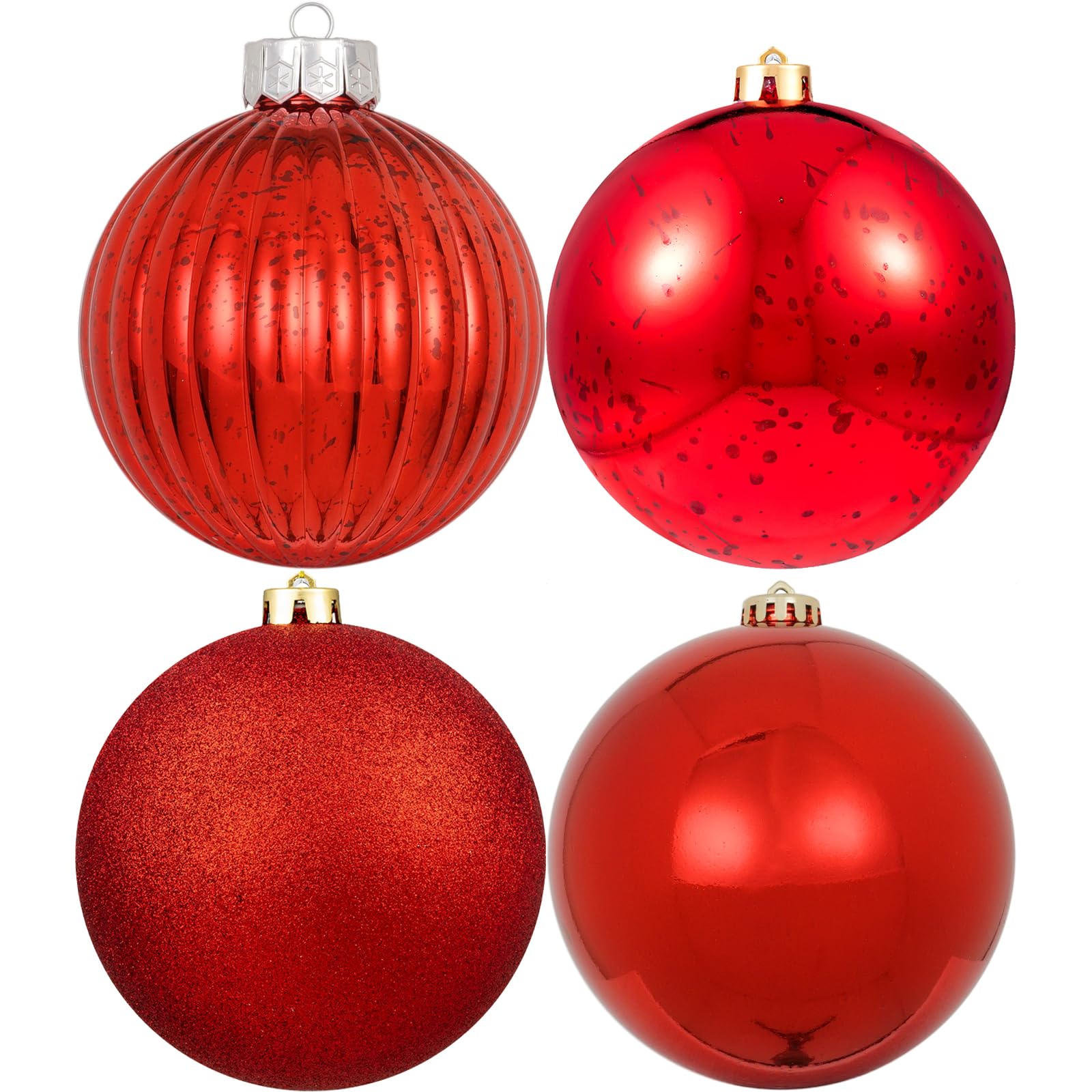 View 1 of 6in Large Christmas Ornaments Shatterproof Christmas Ball Ornaments Giant Xmas Tree Decoration Decorative Hanging Mercury Balls for Party,Home,Holiday (Red,4pc)