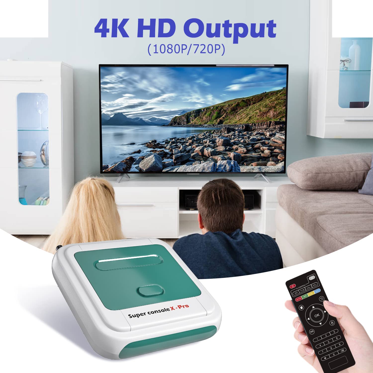 Kinhank Retro Video Game Consoles,Super Console X Pro Built-in 41,000+ Games,Compatible with 52+ Emulators,Gaming System for 4K TV HD/AV Output,WiFi/LAN,with Dual 2.4G Wireless Gamepads