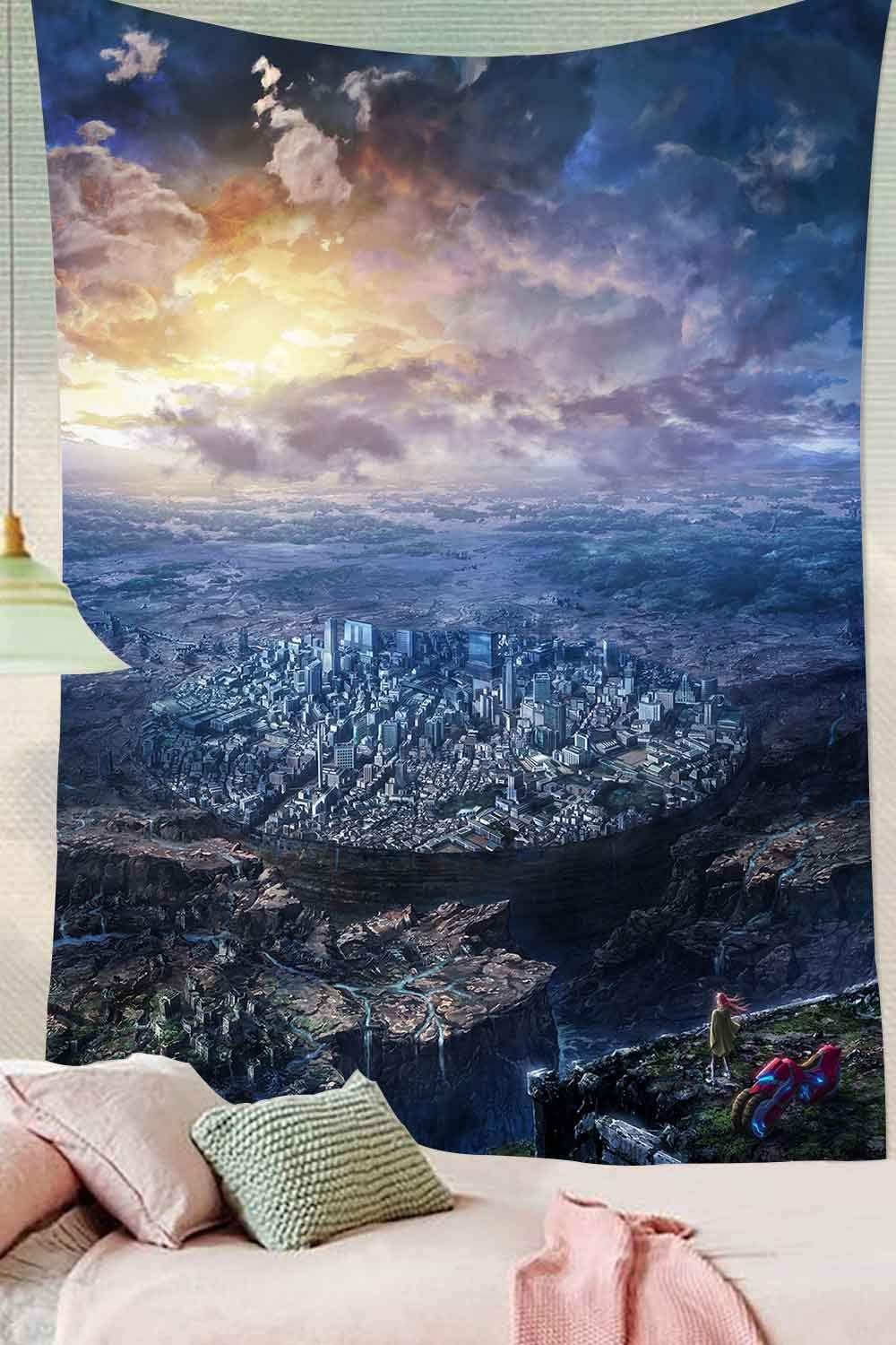 Simsant Anime Revisions Milo Tapestry The Ruined City Pattern Color Full Tapestry Wall Hanging for Living Room Bedroom SIHX448 40"x80"(101x152cm)