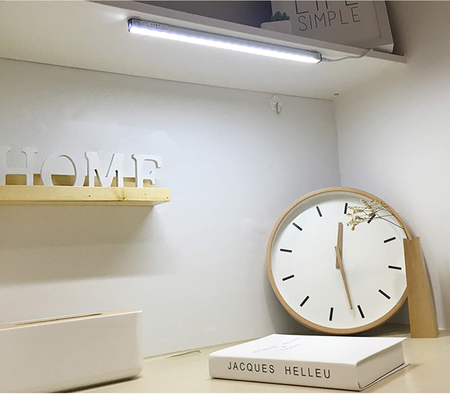 ASOKO Dimmable LED Under Cabinet Lighting, Memory Function, 12inch, Neutral White, 5000K, 3M and Magnet Mounted, UL Listed Plug, USB Powered LED Closet Light Bar, Under Counter Lighting (With UL Plug): Home Improvement