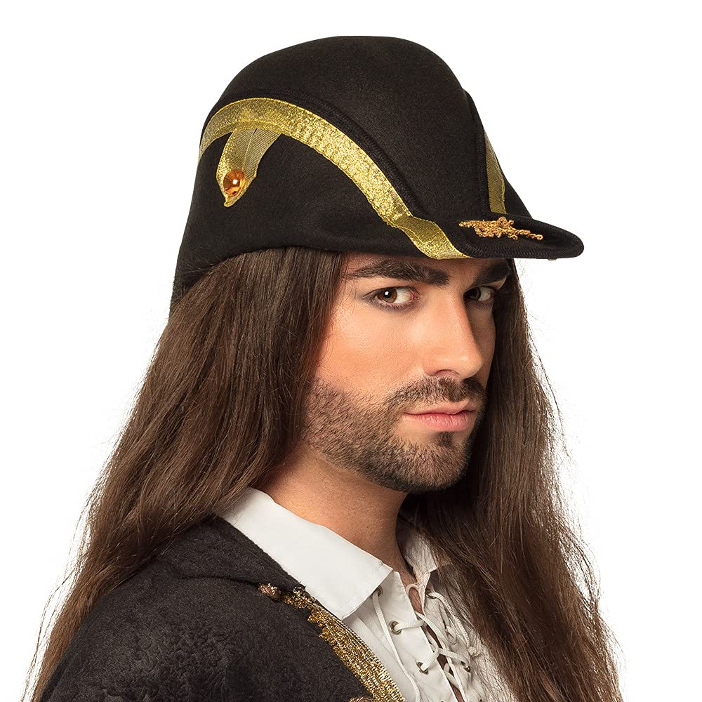Boland Adult Pirate Bicorne Hat - One Size Black Costume Hat - Perfect for Pirate-Themed Parties, Cosplay, and Fancy Dress