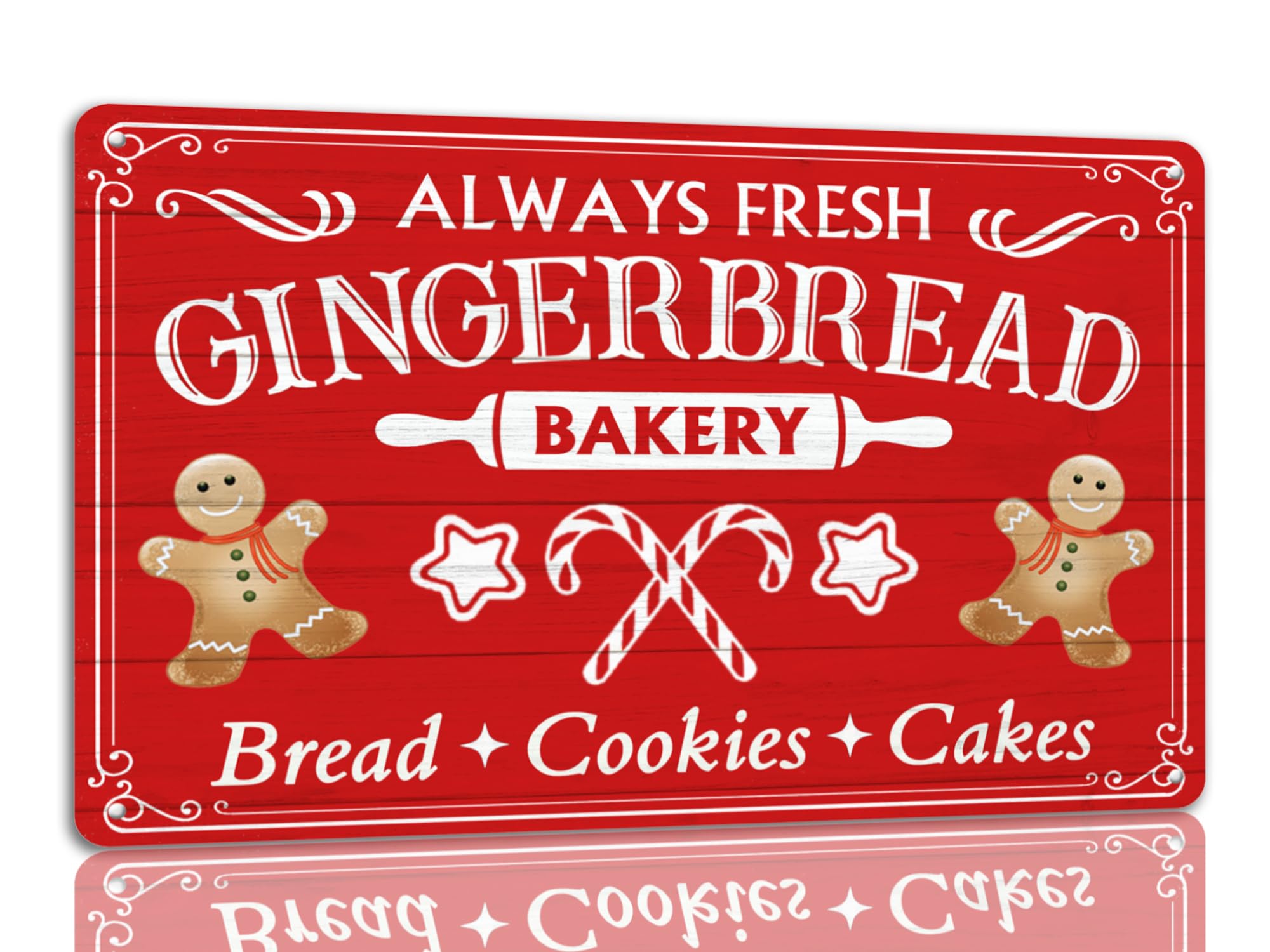 Photo 1 of Always Fresh Gingerbread Bakery Tin Sign Funny Christmas Metal Signs Retro Santa Sign Christmas Wall Art Decor For Home Cafe Shop 5.5x8 Inch