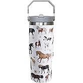 HOWSEESNOW 30oz Horse Tumbler With Handle and Straw, Insulated Leak Proof Travel Coffee Mug, Reusable Stainless Steel for Horse Lovers, Gifts for Women