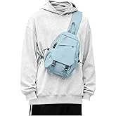 SEAFEW Light Blue Sling Bag for Men Women, Small Anti Theft One Strap Motorcycle Backpack Sling Tactical Chest Bag for Swimming Diving Outdoor Sports