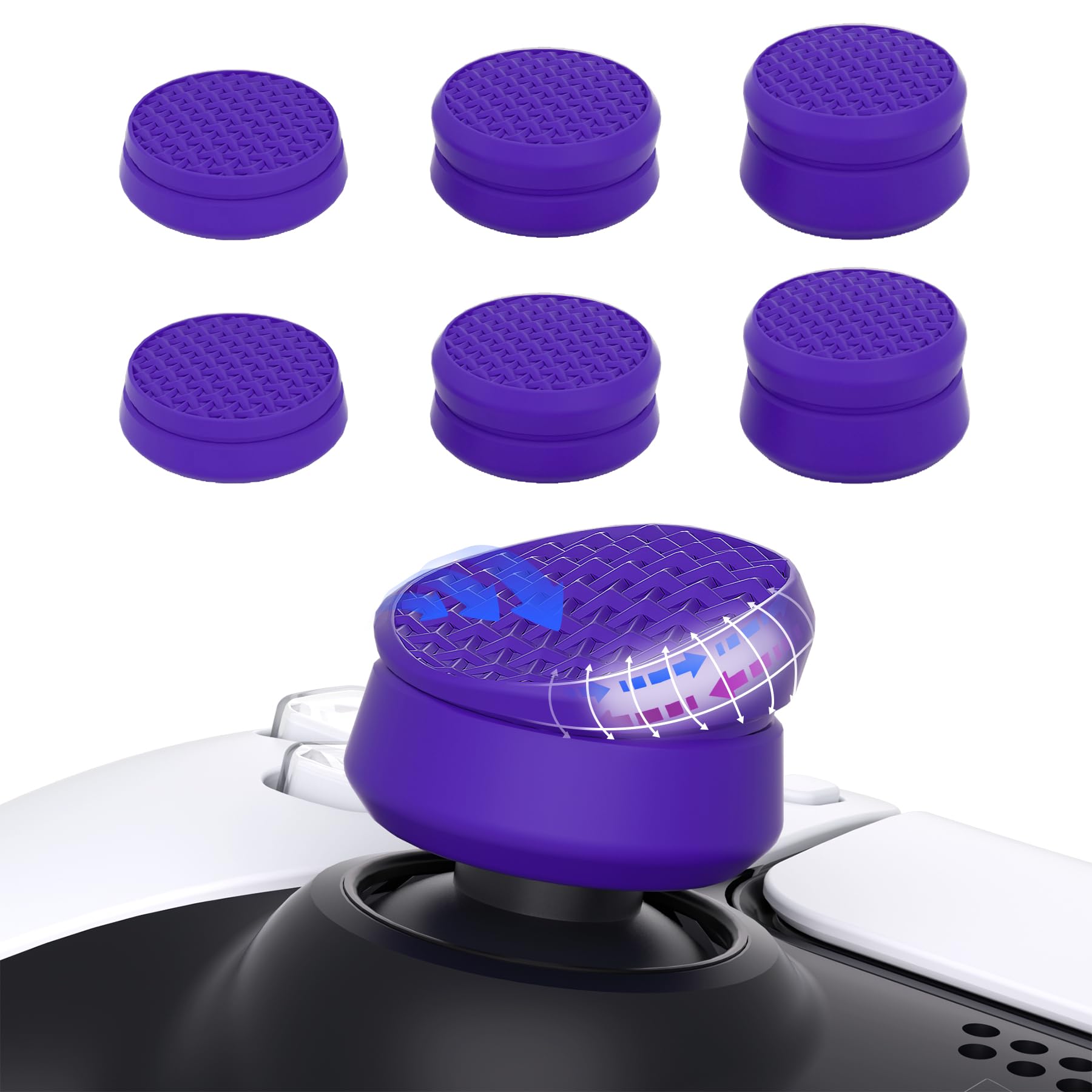 PlayVital 3 Height Armor Thumbs Cushion Caps Thumb Grips for ps5, for ps4, Thumbstick Grip for Xbox Core Wireless Controller for Xbox One, Elite Series 2, for Switch Pro - Purple