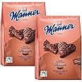 Manner Original Cocoa Cream Wafer - Austrian Wafers Flavored with Cocoa Cream & Milk Chocolate - Heart-Shaped Chocolate Wafers Ideal for On-the-Go - 2 Pack