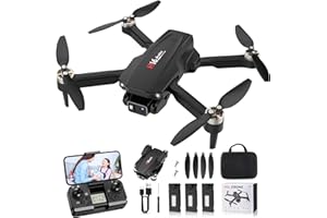 CAIRHORNCE Drone with Camera, 1080P HD FPV Drones with Camera, Foldable RC Quadcopter Helicopter Toys for Boys Girls, Altitude Hold, Headless Mode, One Key Start, 3 Batteries, Black
