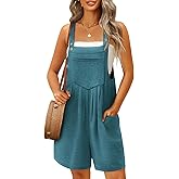 Ekouaer Overalls for Women Summer Rompers Short Jumpsuits Flowy Loose Fit Casual Beach Outfits with Pockets