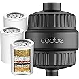 Cobbe High Output Shower Filter for Hard Water - 2 Replaceable Cartridges - Removing Chlorine and Harmful Substance, and Dramatically Improves The Condition of Your Skin, Hair and Nails - Matte Black