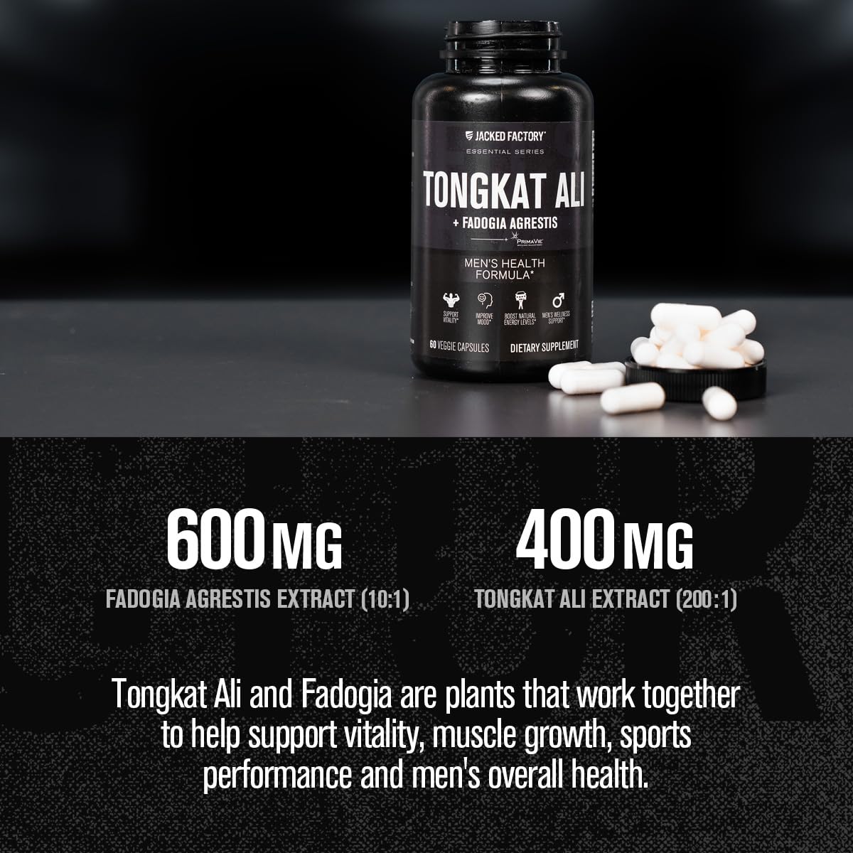 Jacked Factory Androsurge Estrogen Blocker & Testosterone Booster for Men (60 Capsules) & Indonesian Tongkat Ali + Fadogia Agrestis - 200:1 Extract (60 Capsules) for Vitality, Energy, & Strength