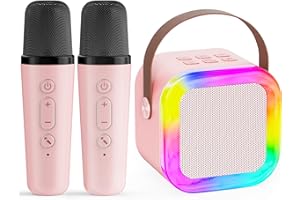 Karaoke Machine for Kids,2026 New Mini Portable Karaoke Toys, Karaoke Speaker with 2 Wireless Mics & Light for Home Party for